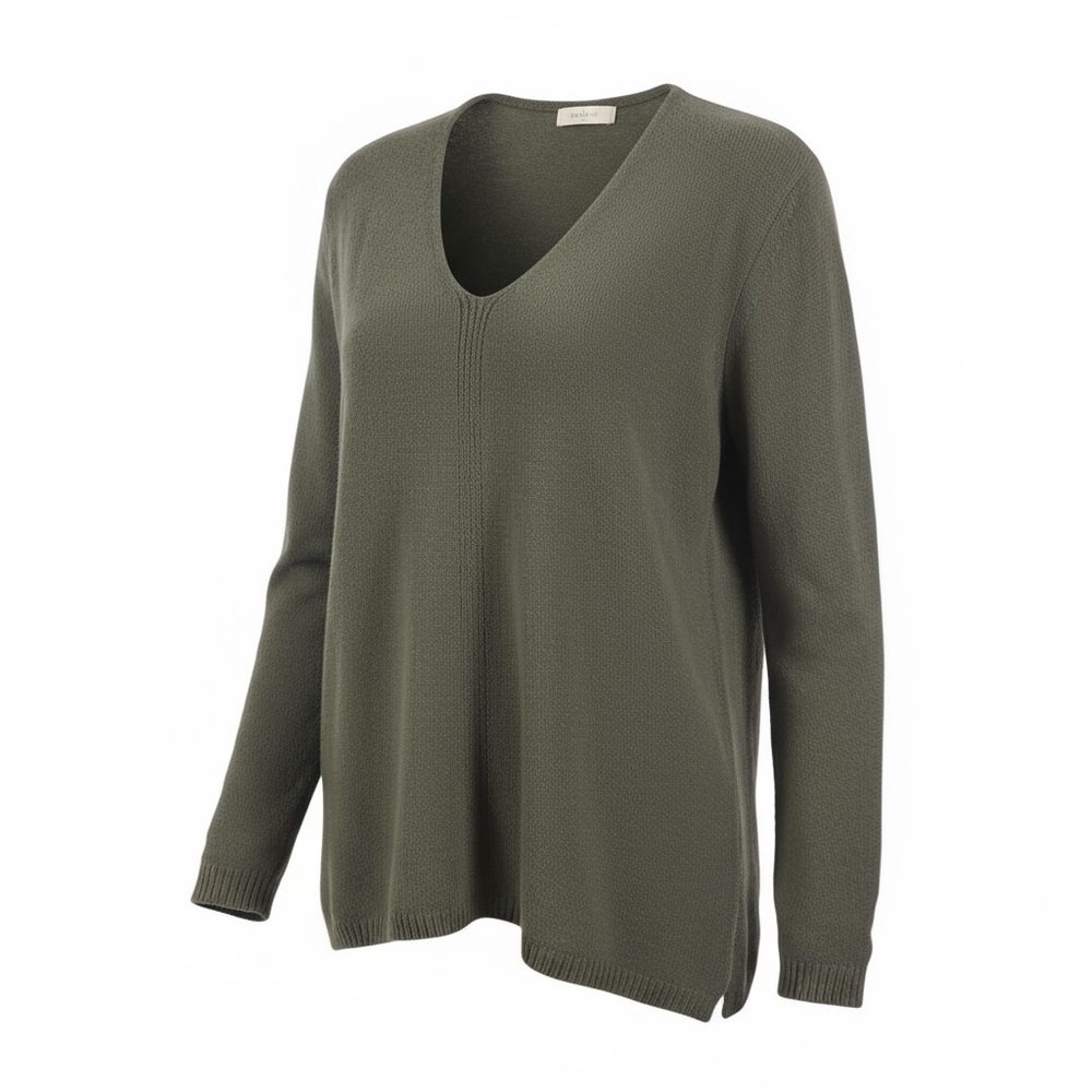 WOMENS V NECK PHILOSOPHY SWEATER GREEN SIZE LARGE FALL Y2K 2000s